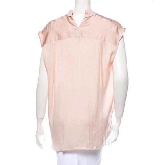 THEYSKENS’ THEORY Light Pink Hi-Low Silk Blouse - Picture 3 of 4